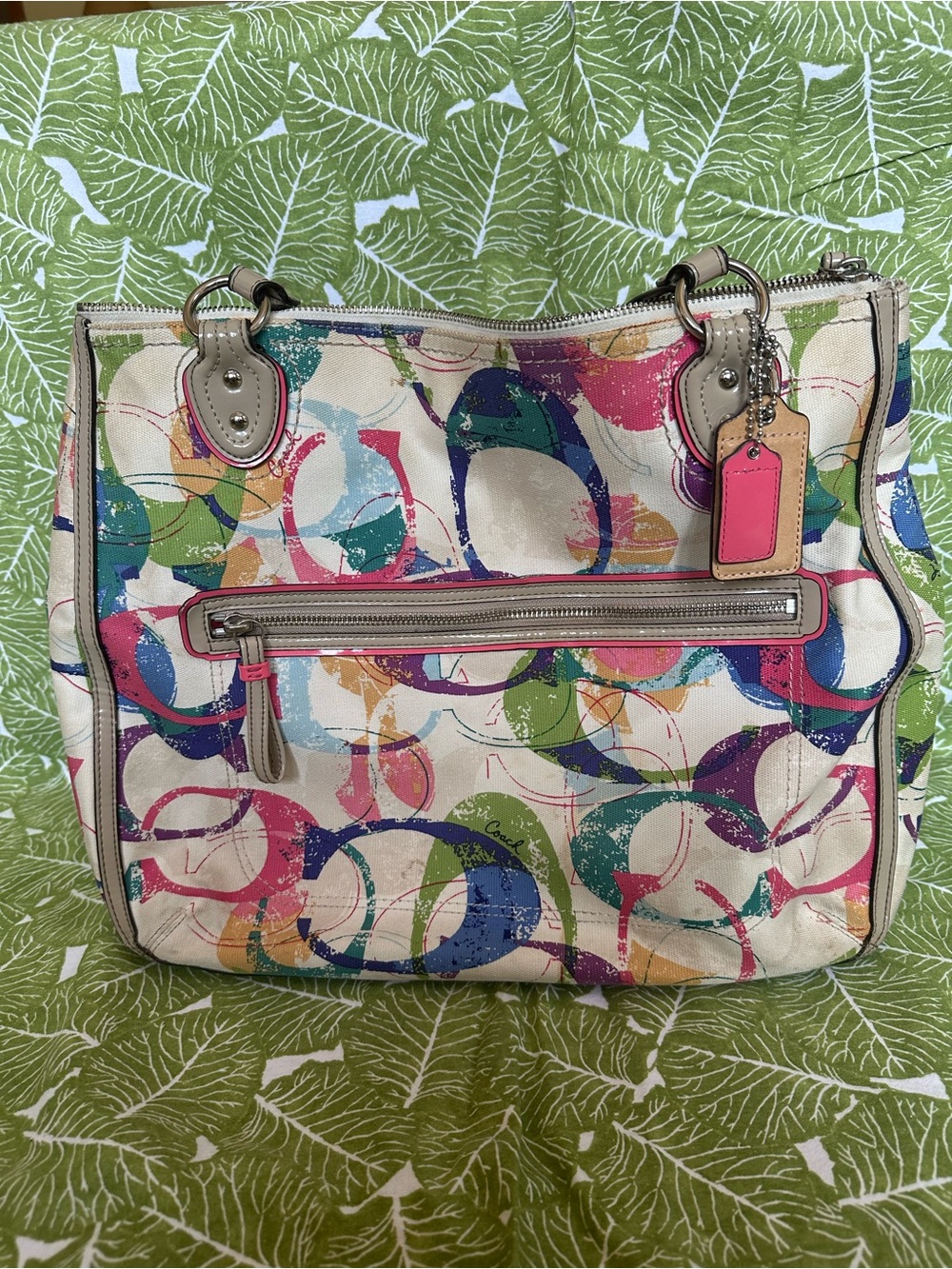 Coach REHAB Multicolor Circle Print Canvas Tote with 2 hangtags